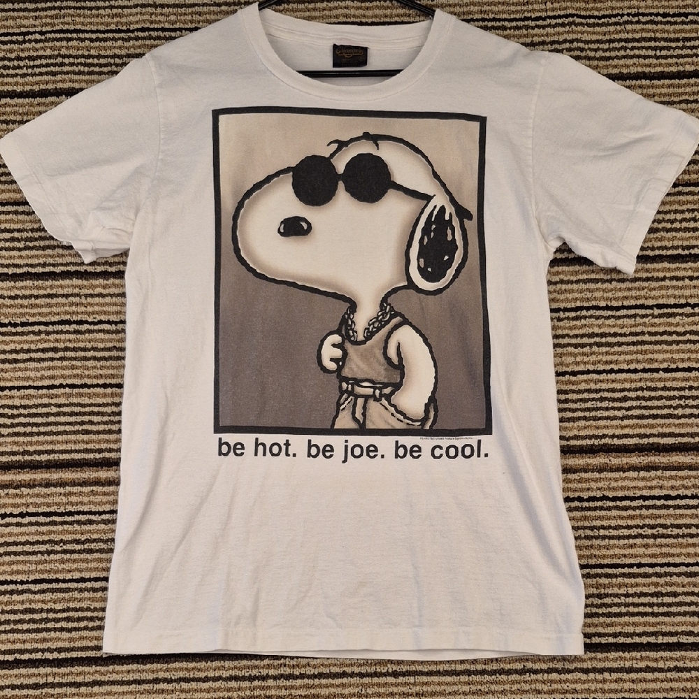 SNOOPY Joe Cool Changes‎ White Single Stitch Mens T Shirt Sz Medium VTG 90s